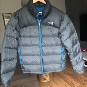 The North Face Men's Charcoal and Blue Puffer Jacket